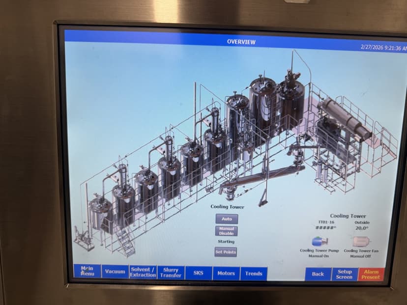 BSD Labs extraction line control panel overview — Waseca MN cannabis extraction facility